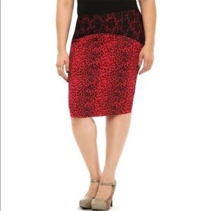 TRIPP NYC Red Leopard Print Pencil Skirt Torrid Sample